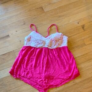 Candie's Pink and White Lace Tank Top